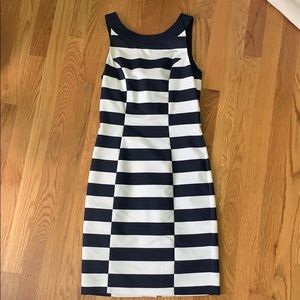 Navy and White Striped H&M Fitted Dress